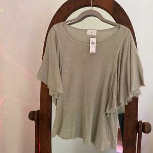 T.la Anthropologie XS organic hemp/cotton butterfly sleeves